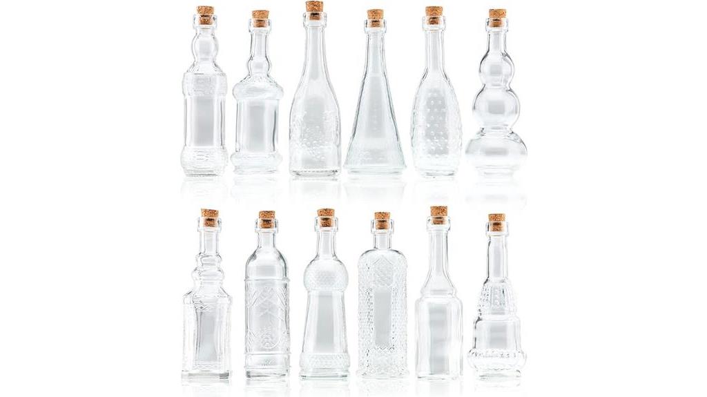 12 small glass bottles