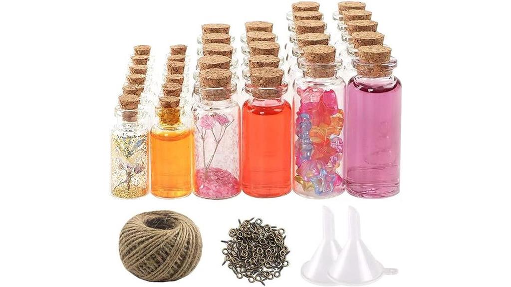 small glass bottles with corks